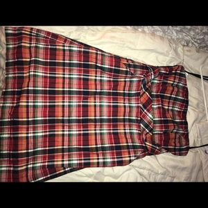 PLAID WHARF STRAPLESS DRESS. WARN ONCE
